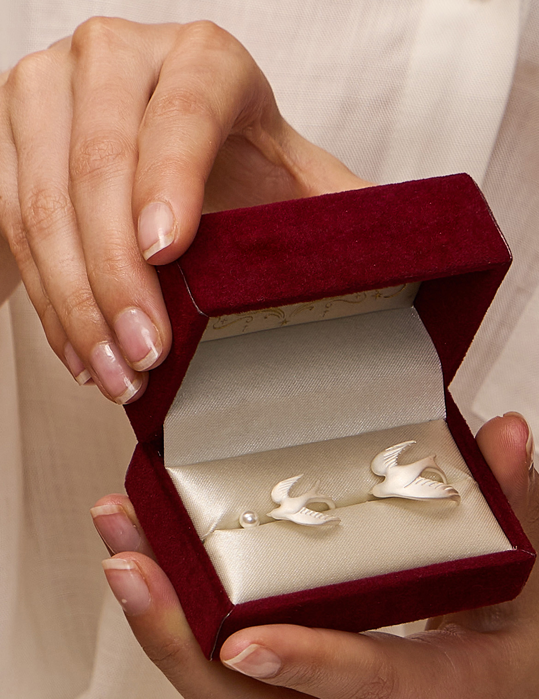 Chasing Dreams Bird Ring - Soaring Swallow & Pearl Statement Finger Ring