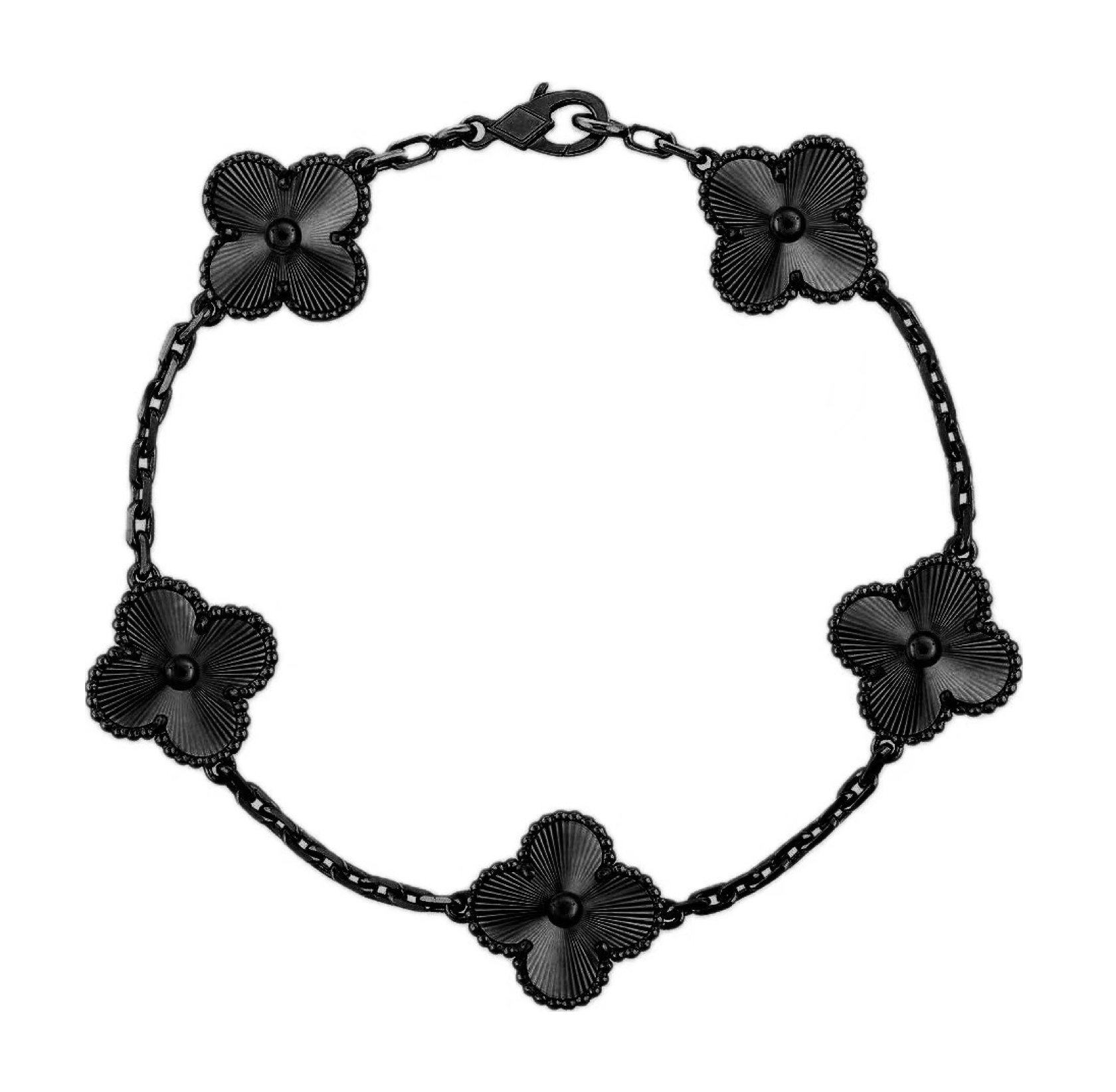 Clover Leaf Bracelet, Black Tungsten Carbide, Stainless Steel