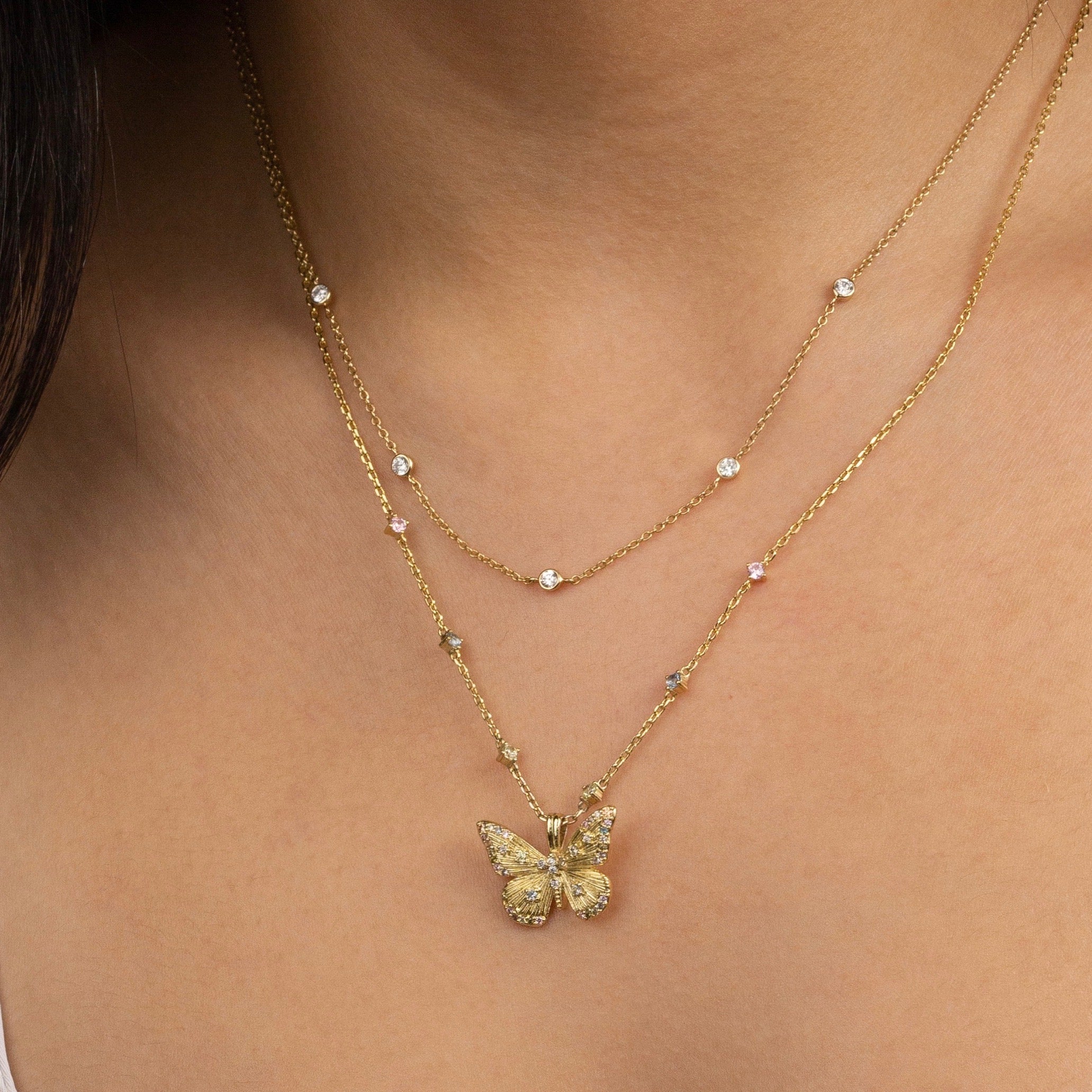Wanderlust Studio Designer Collection Butterfly Rainbow & 18K Gold Plated Necklace