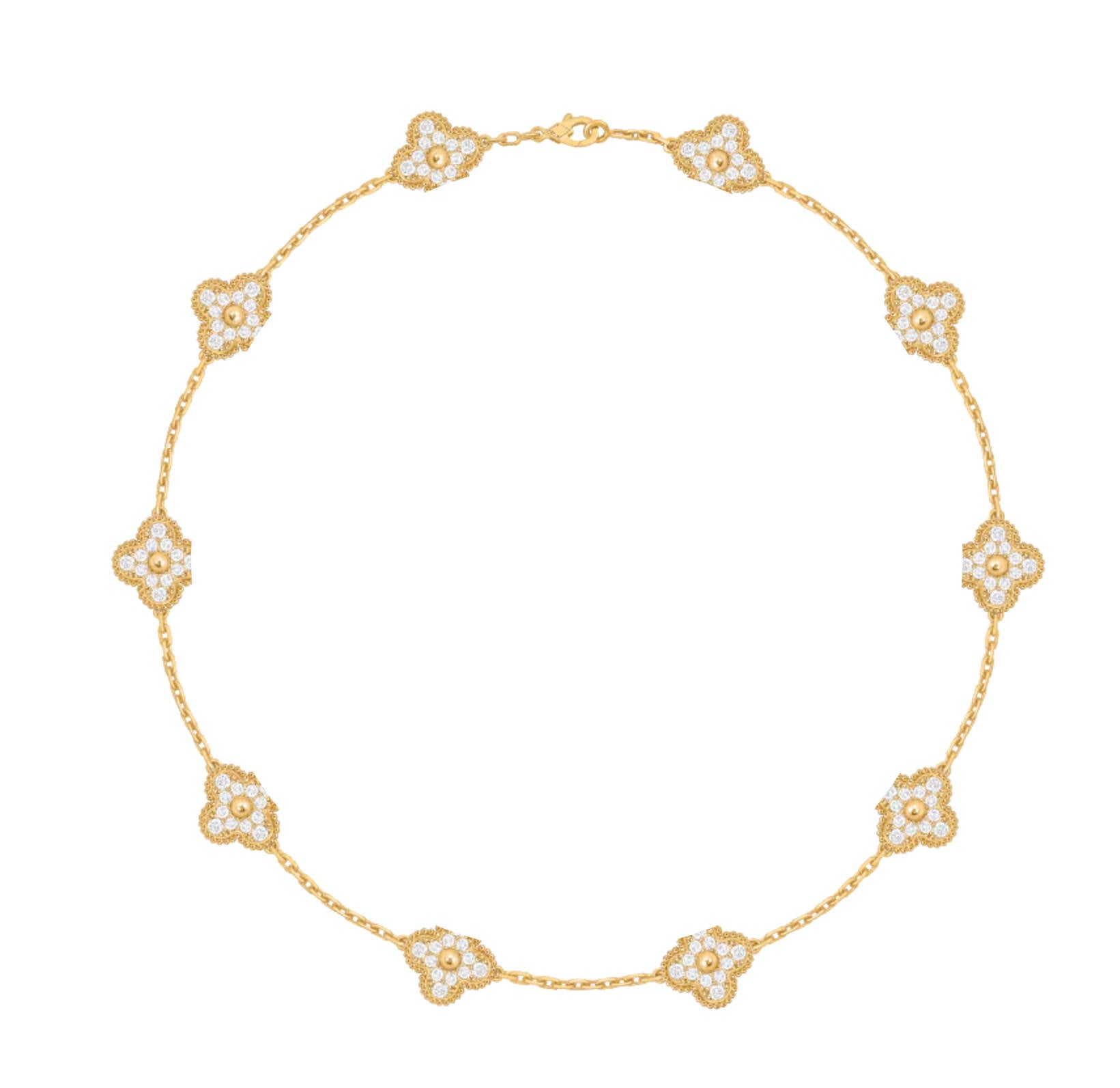 Vintage Clover 925 Silver Necklace, 18k Gold Plated, 10 Motifs