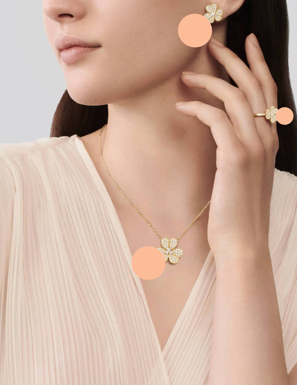 Frivole Small Earrings, Clover Leaf Earstuds, 925 Silver, 18k Gold Plated