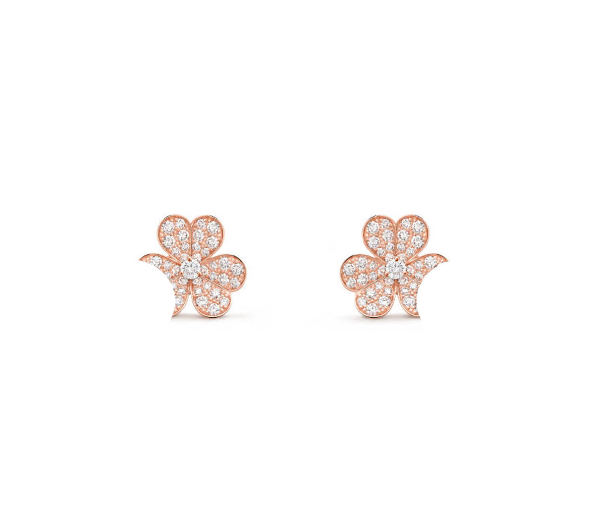 Frivole Small Earrings, Clover Leaf Earstuds, 925 Silver, 18k Gold Plated