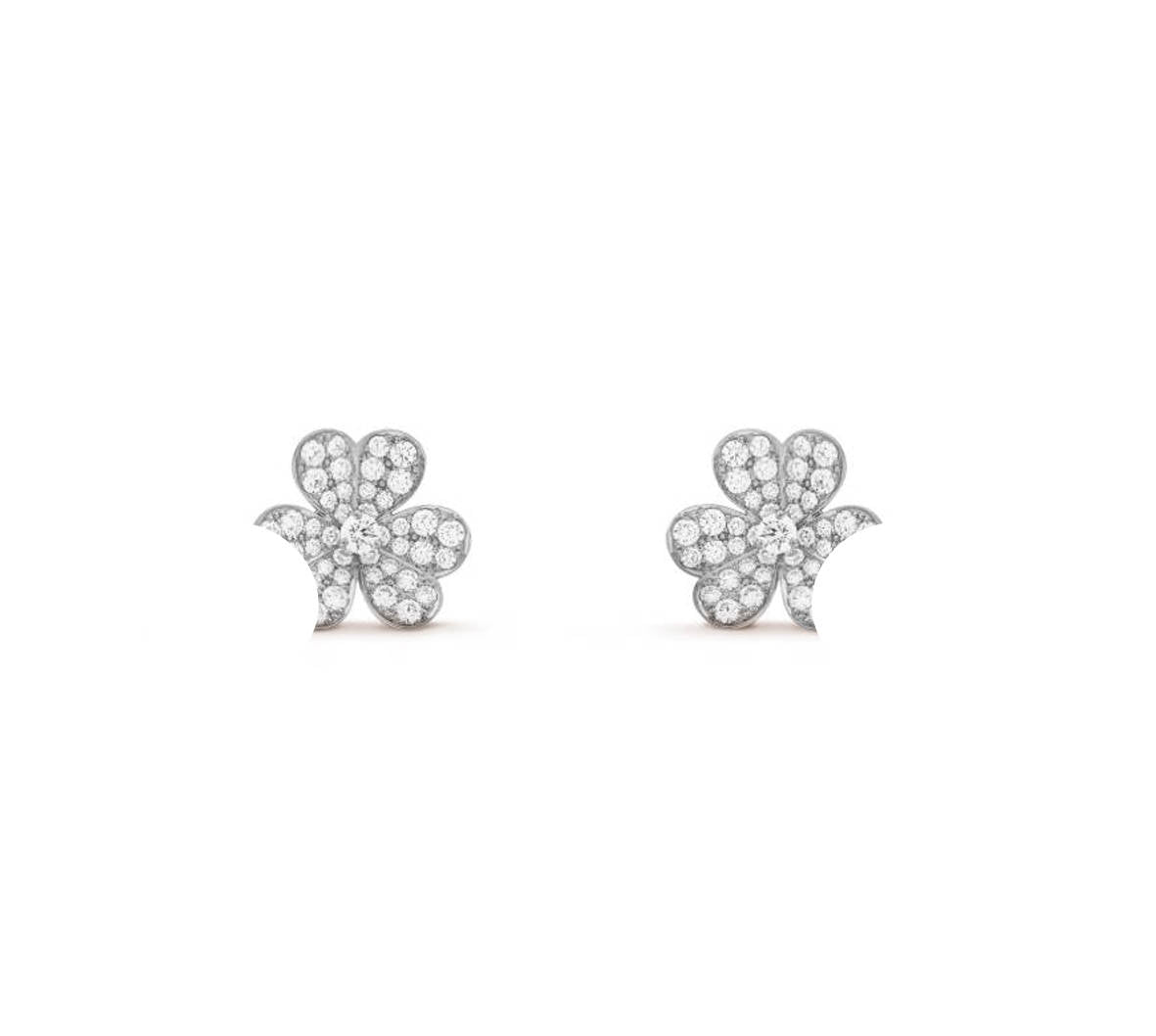 Frivole Small Earrings, Clover Leaf Earstuds, 925 Silver, 18k Gold Plated