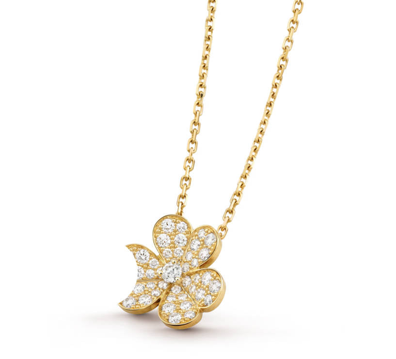 Frivole pendant, Clover Pendant Necklace, Chain 925 Sterling Silver, 18K Gold Plated