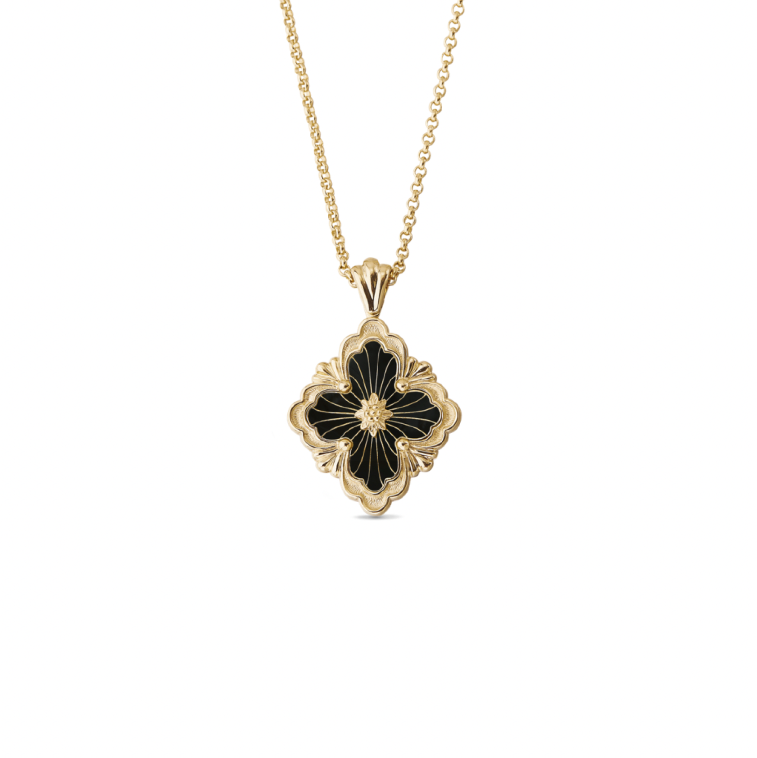 Artisan Vintage Clover Lace Pendant Necklace – Sterling Silver, 18K Gold Plated, Big motif