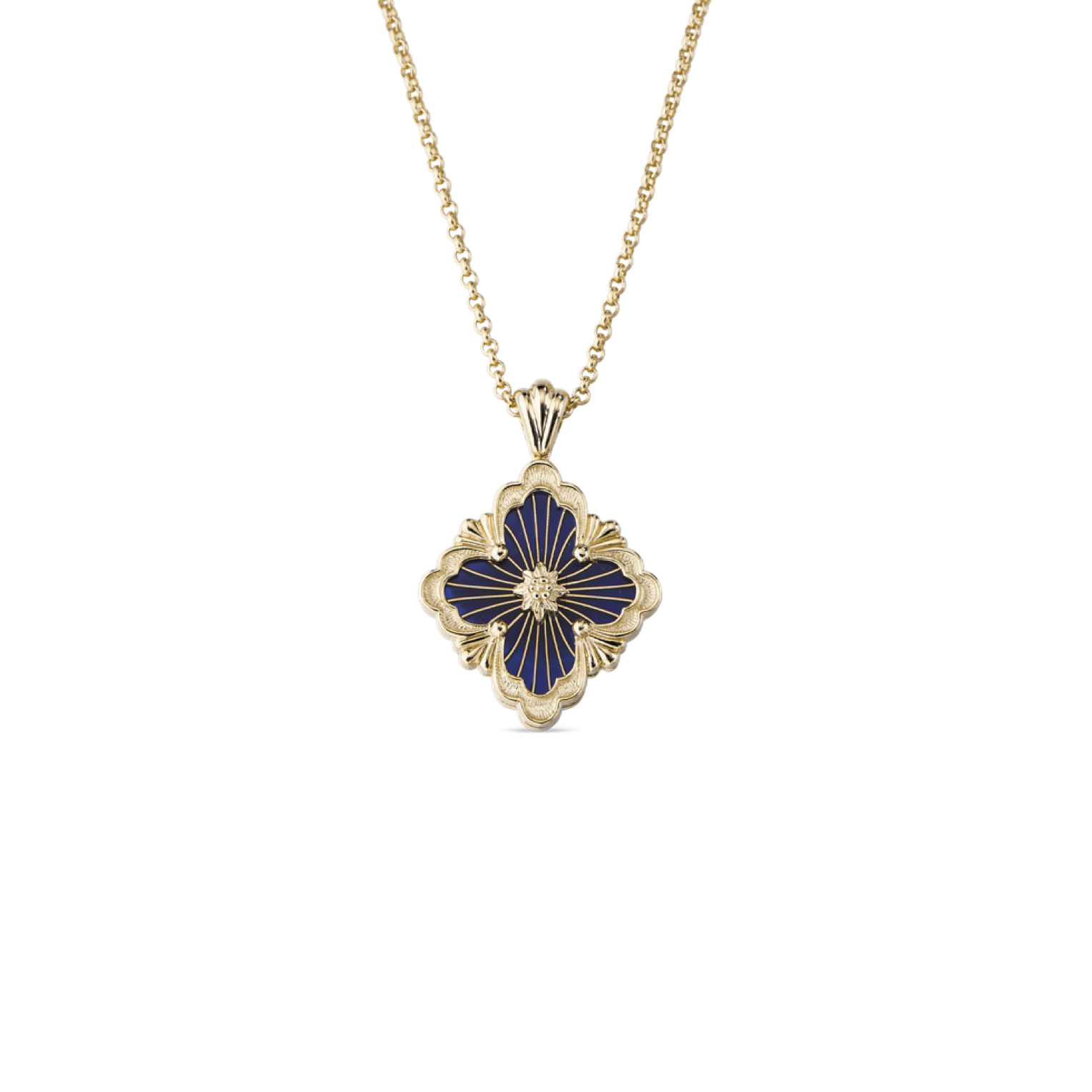 Artisan Vintage Clover Lace Pendant Necklace – Sterling Silver, 18K Gold Plated, Big motif