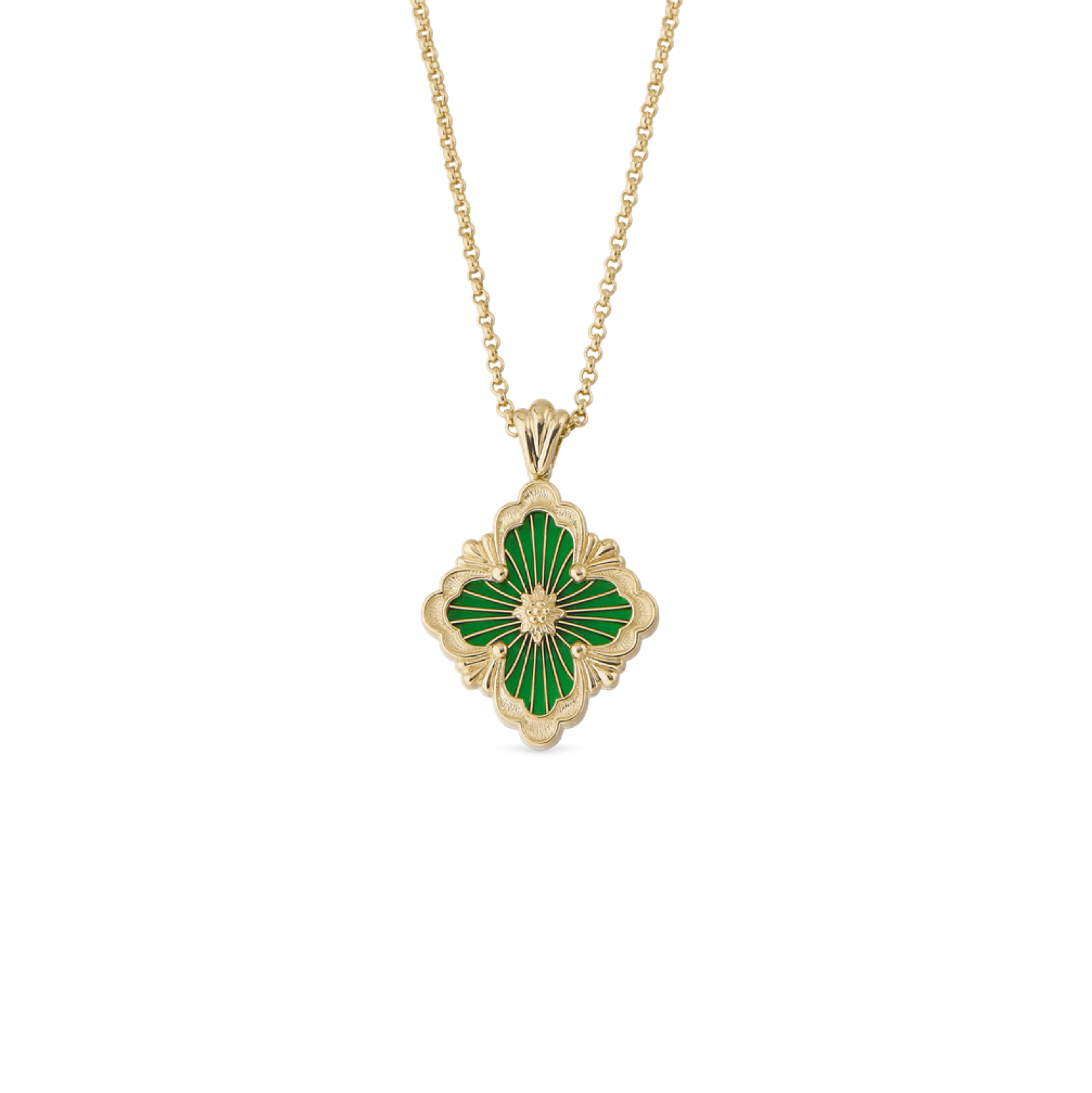 Artisan Vintage Clover Lace Pendant Necklace – Sterling Silver, 18K Gold Plated, Big motif