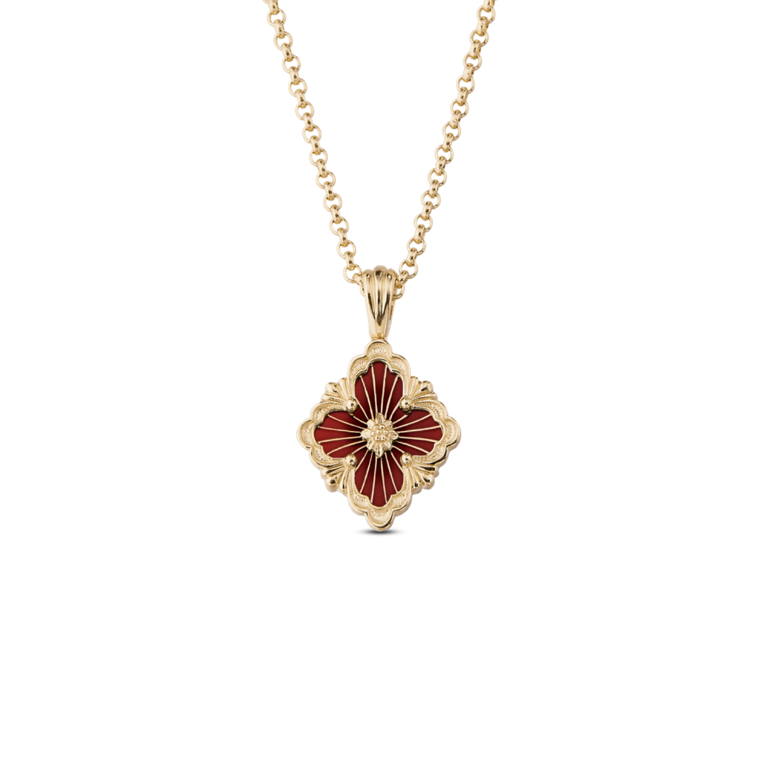 Artisan Vintage Clover Lace Pendant Necklace – Sterling Silver, 18K Gold Plated, Big motif